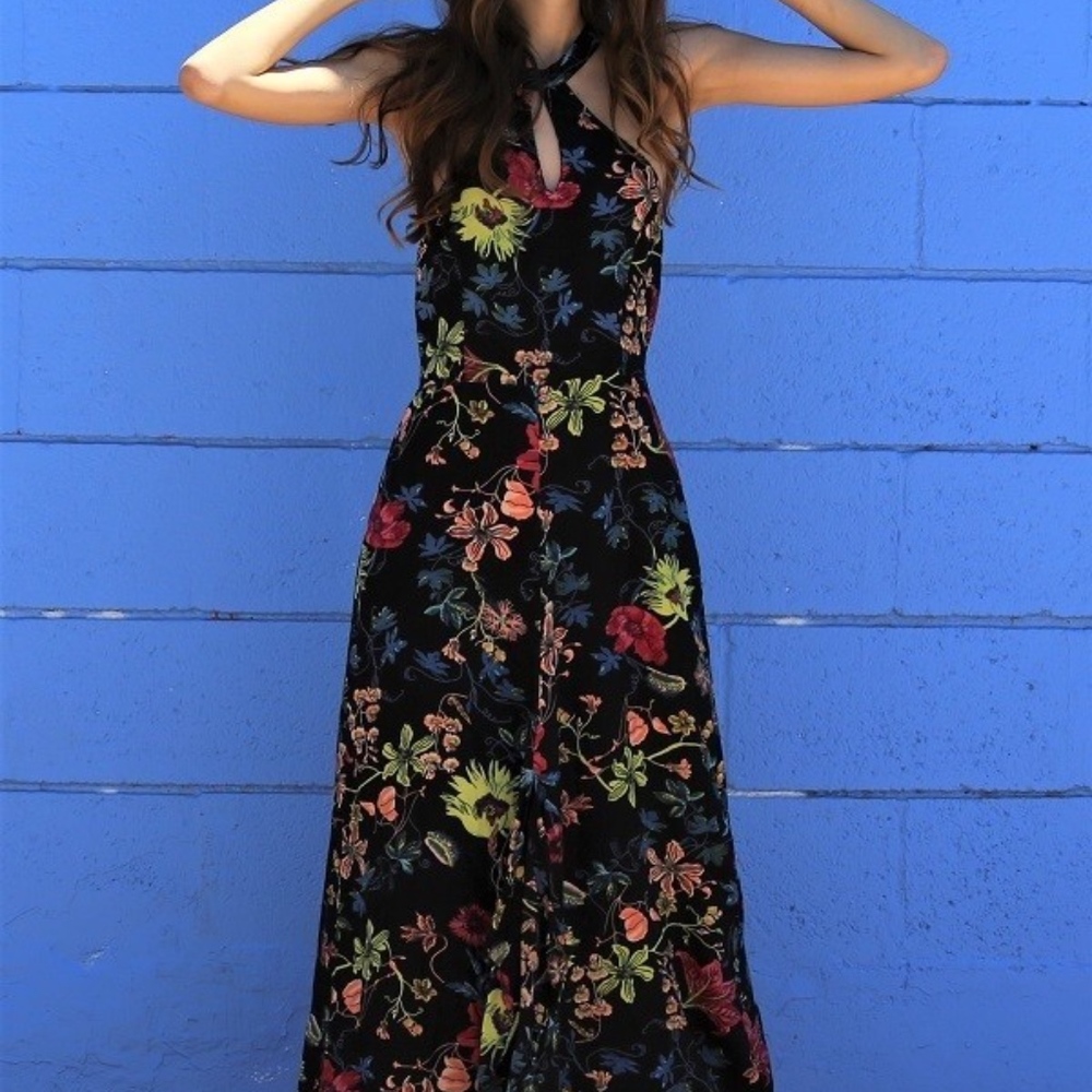 Floral Keyhole Mock Neck Maxi Dress IRREGULAR - Picture 3 of 7